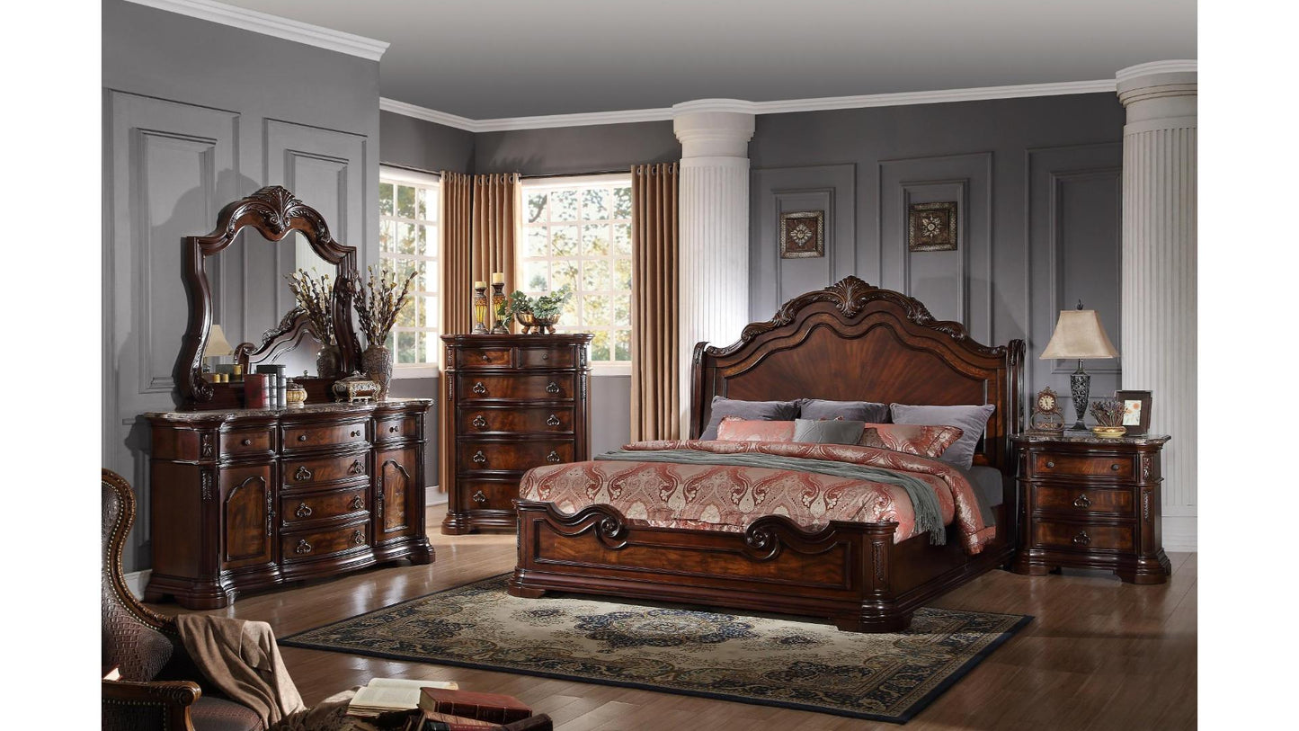 B1101-Bombay Traditional Solid Wood Bedroom Furniture Collection with Cherry Finish