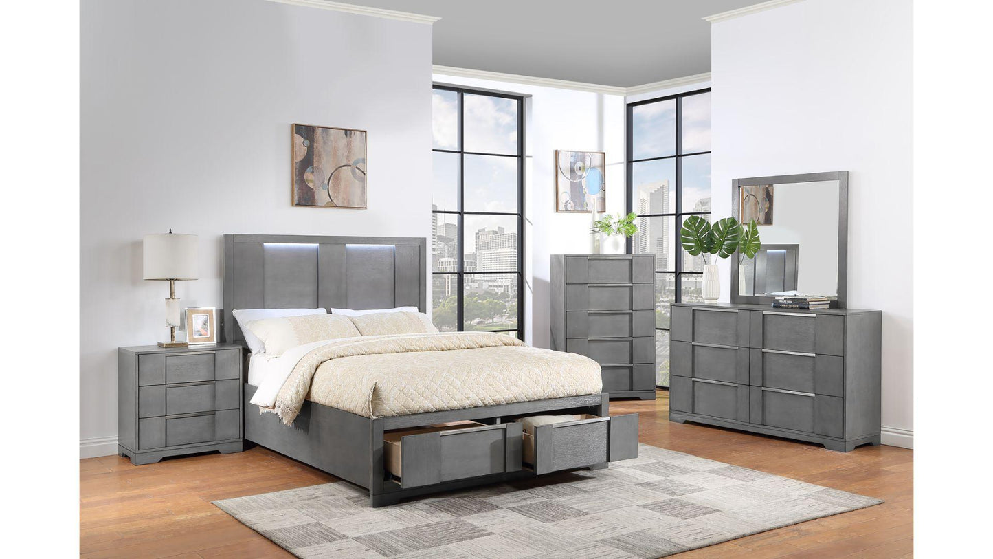 Kylia Bedroom Set with LED Headboard and Storage Drawers