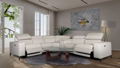 Matrix L2865-AMIYAH Leather Match Power Reclining Sectional Sofa