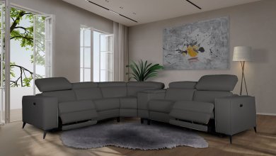 Matrix L2865-AMIYAH Leather Match Power Reclining Sectional Sofa
