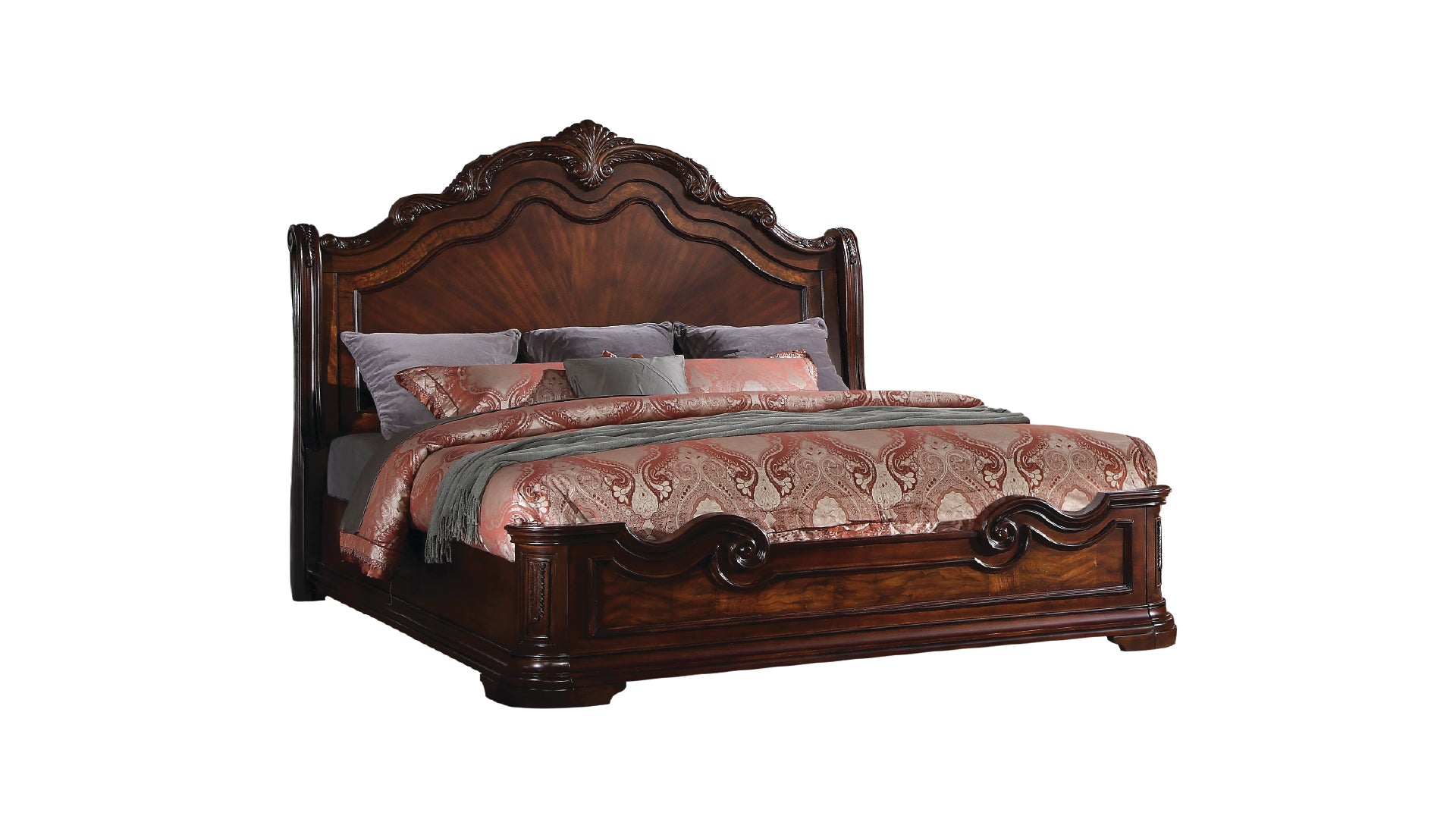B1101-Bombay Traditional Solid Wood Bedroom Furniture Collection with Cherry Finish