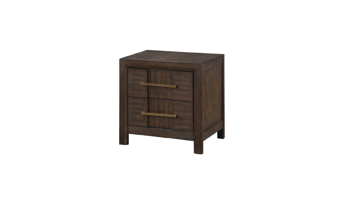 B1441-KENZO Modern Dark Walnut Bedroom Set with LED USB Bluetooth