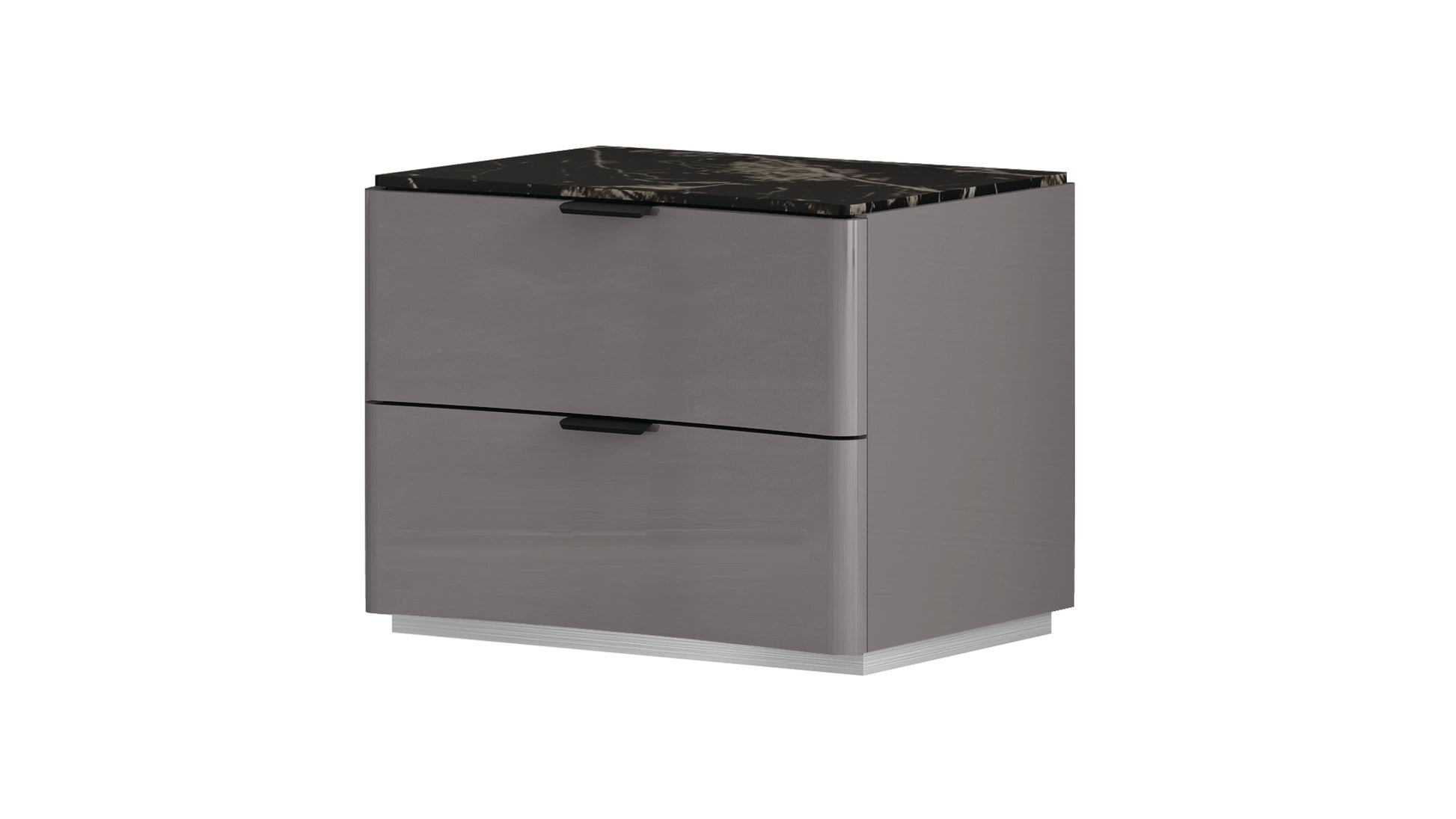 Hannah Modern Grey Lacquer Bedroom Set with LED Headboard, Hydraulic Storage