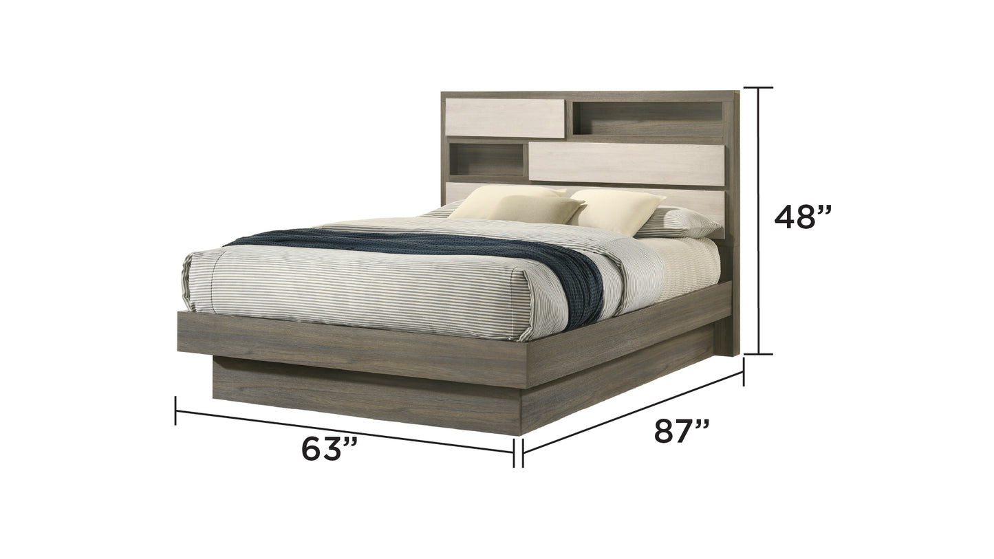 B1731-GEM Rustic Modern Grey Bedroom Set with Storage Headboard
