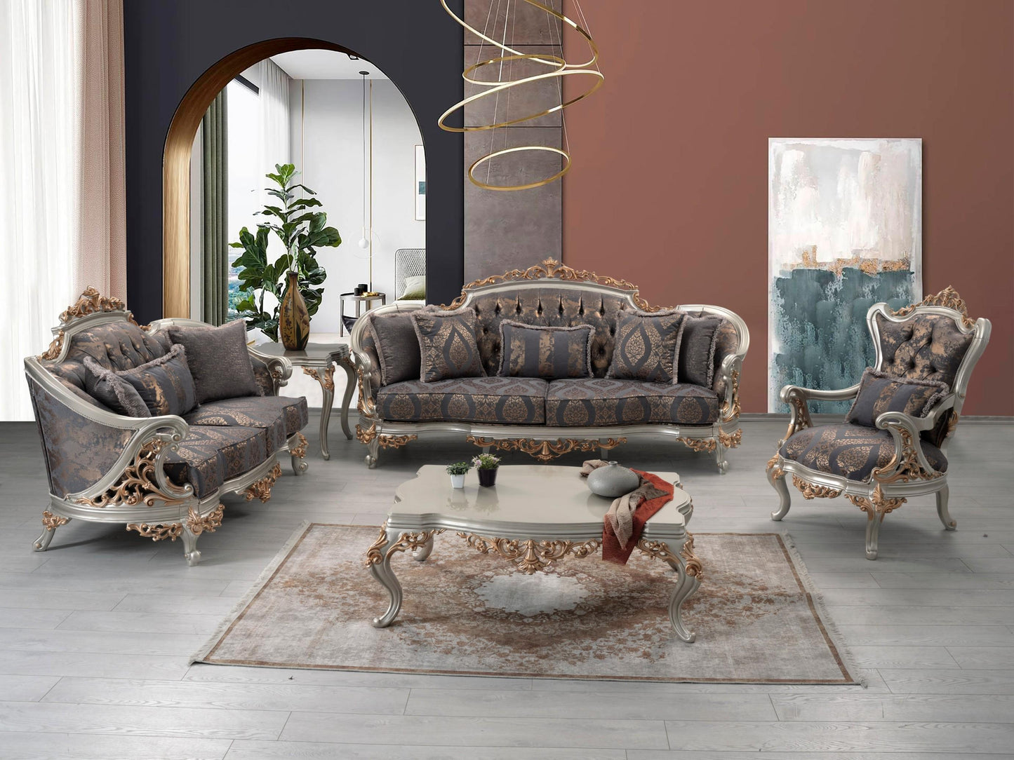 Matrix 7625 Versa Coffee Table in Silver and Gold Mixed Finish