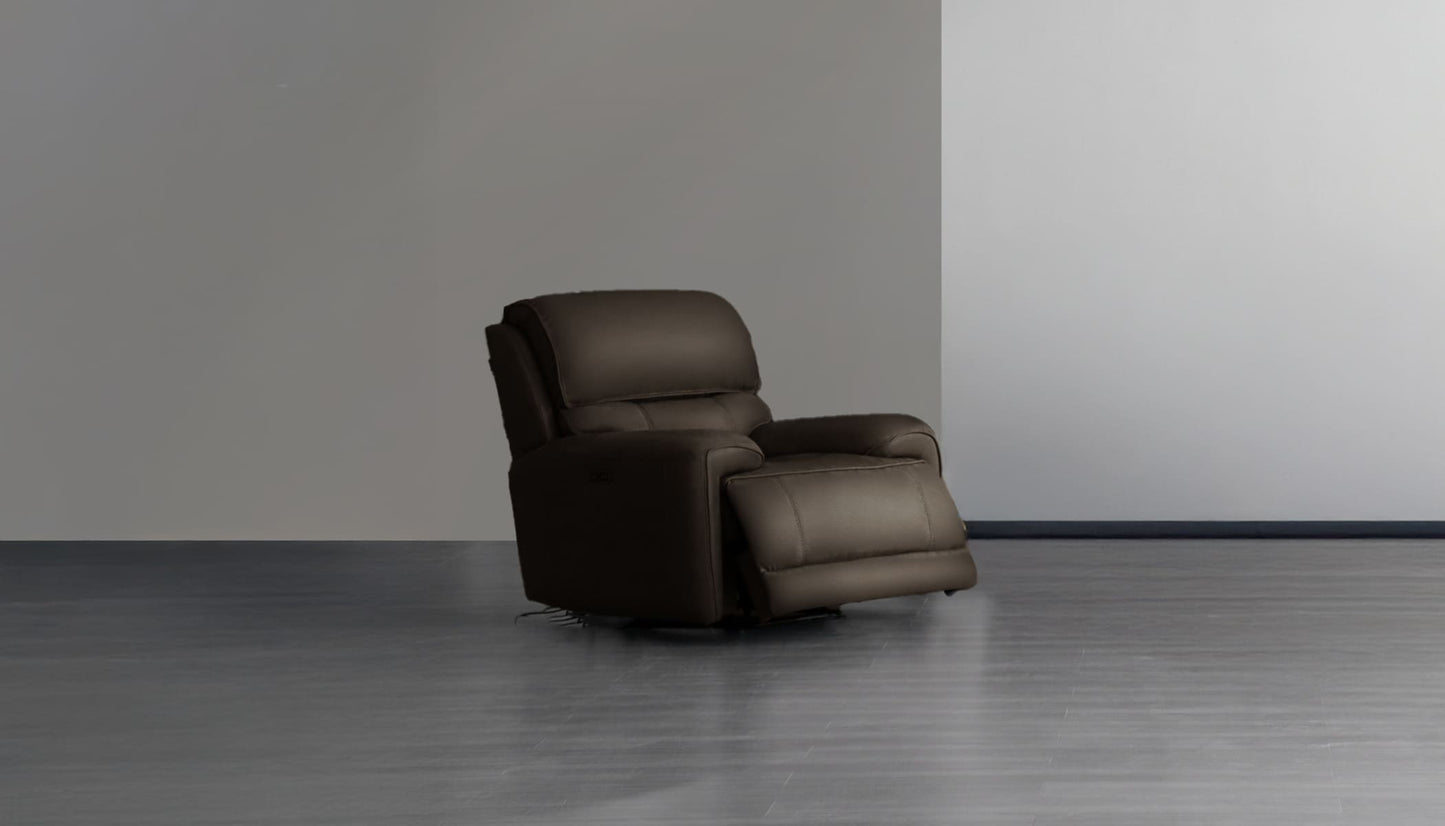 Polar Chocolate Brown Leather Match Recliner Chair with Plush Cushioning