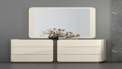 B1971-MONACO Modern Beige LED Bedroom Set with Storage Options