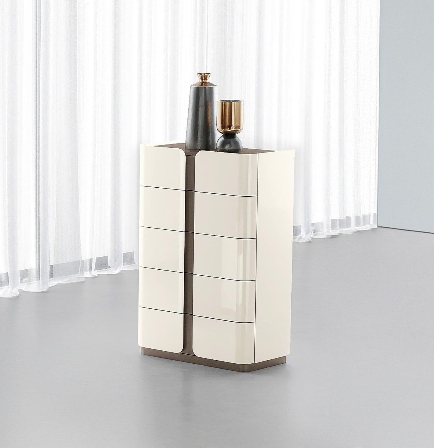 B1971-MONACO Modern Beige LED Bedroom Set with Storage Options