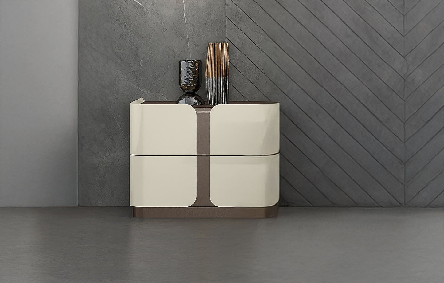 B1971-MONACO Modern Beige LED Bedroom Set with Storage Options