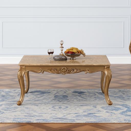 Isabella Ornate Wood Coffee Table with Silver and Gold Finish
