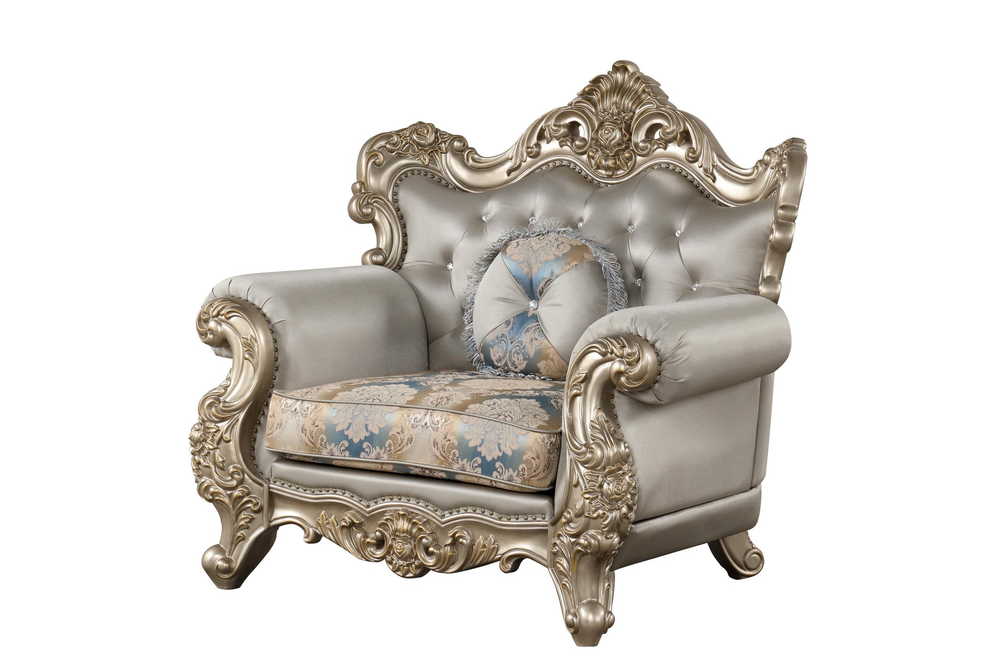 Isabella Ornate Silver and Gold Traditional Living Room Accent Chair