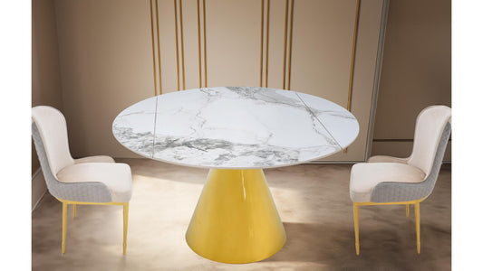 Lourdes Marble-Look Extendable Dining Table