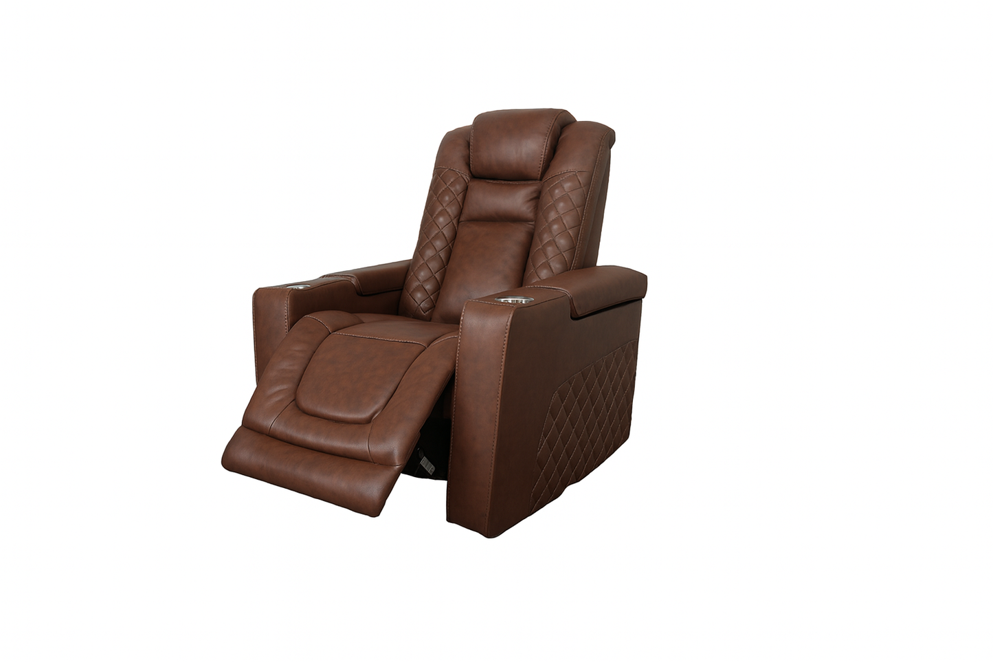 Premium Chocolate Leather Match Power Reclining Chair with LED Lights