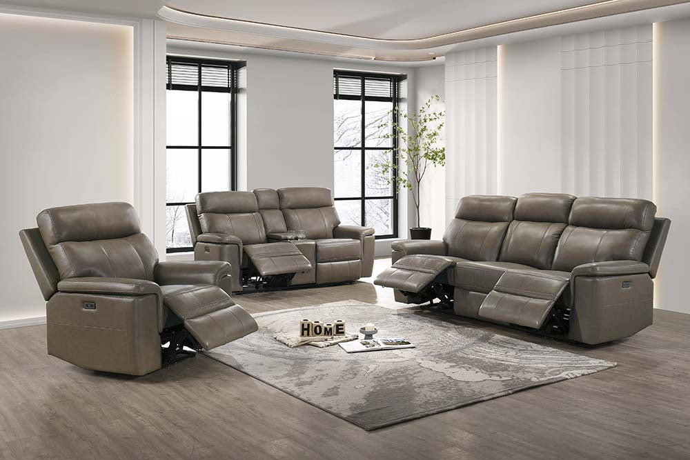 Paloma Modern Leather Match Living Room Set with Power Recliner