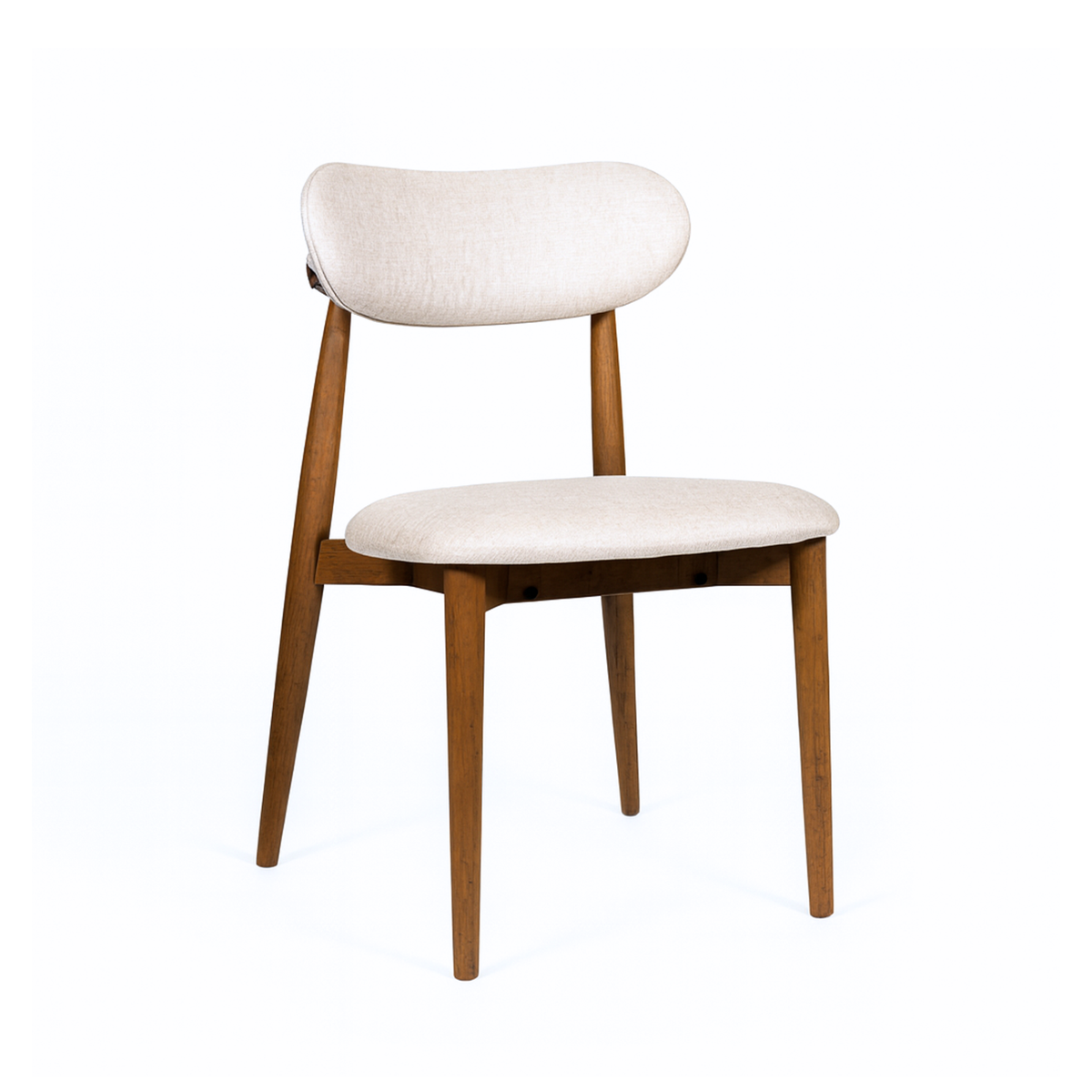 Curved-Back Upholstered Dining Chair, Walnut Legs