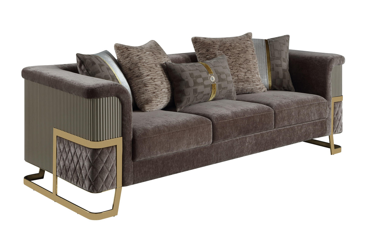 Malora Velvet Sofa, Loveseat & Chair Set