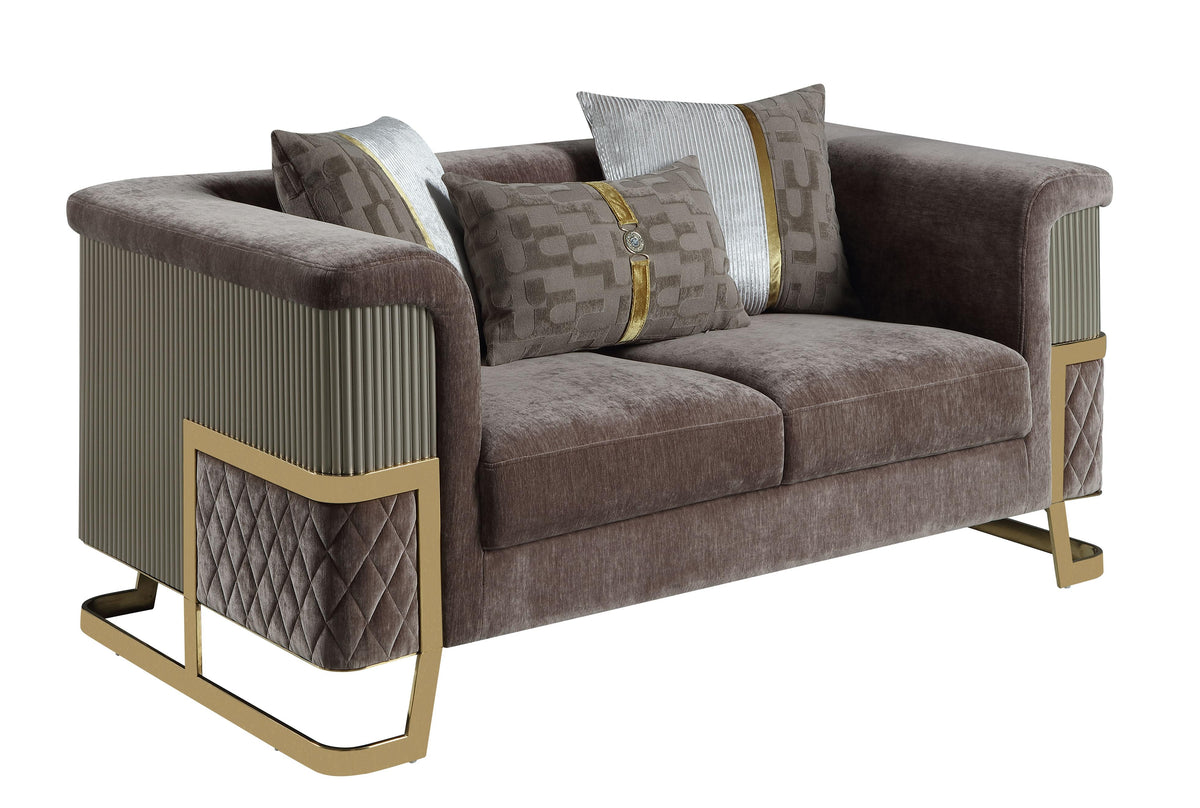 Malora Velvet Sofa, Loveseat & Chair Set