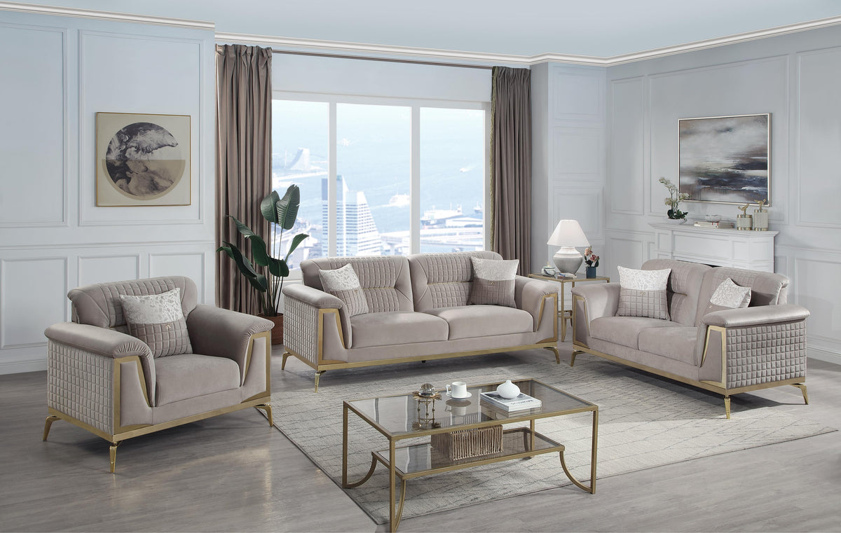 Aidora Velvet Sofa, Loveseat & Chair Set