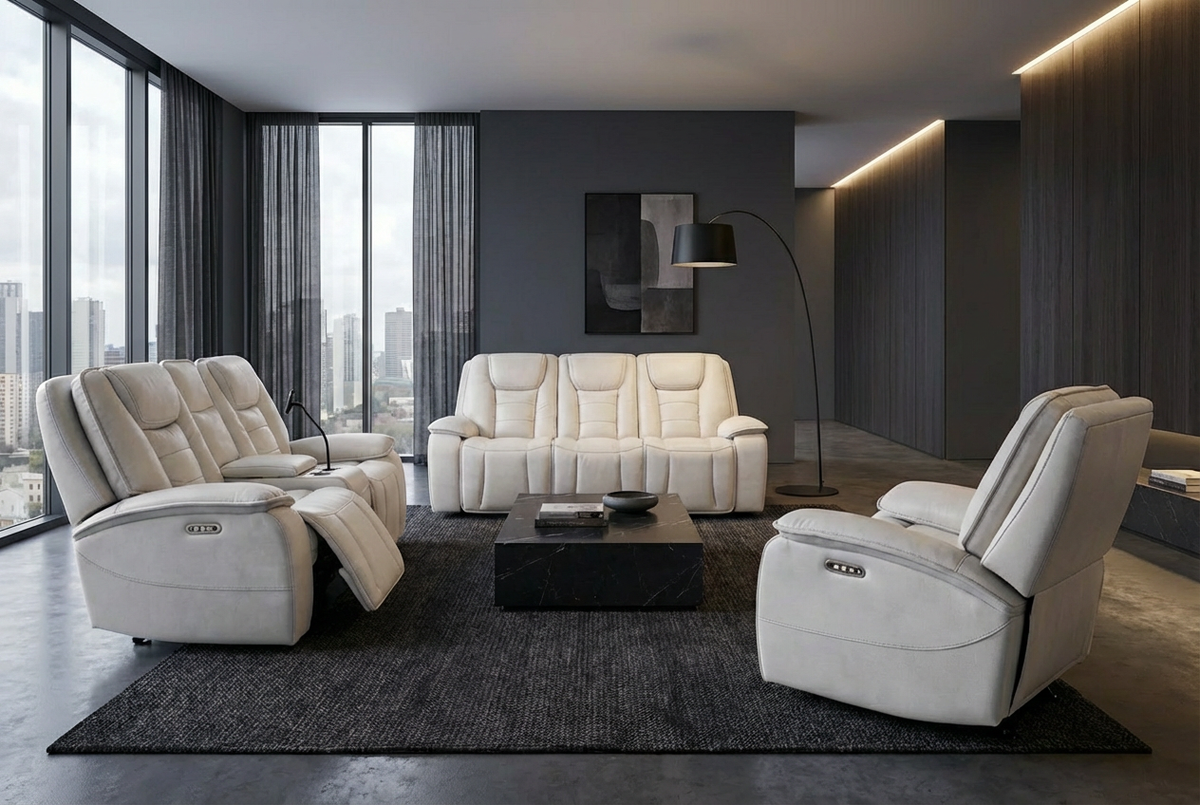 Hennaway Faux Leather Power Reclining Sofa, Loveseat & Chair Set