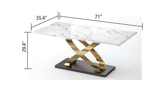 Aylinne Marble-Look Dining Table