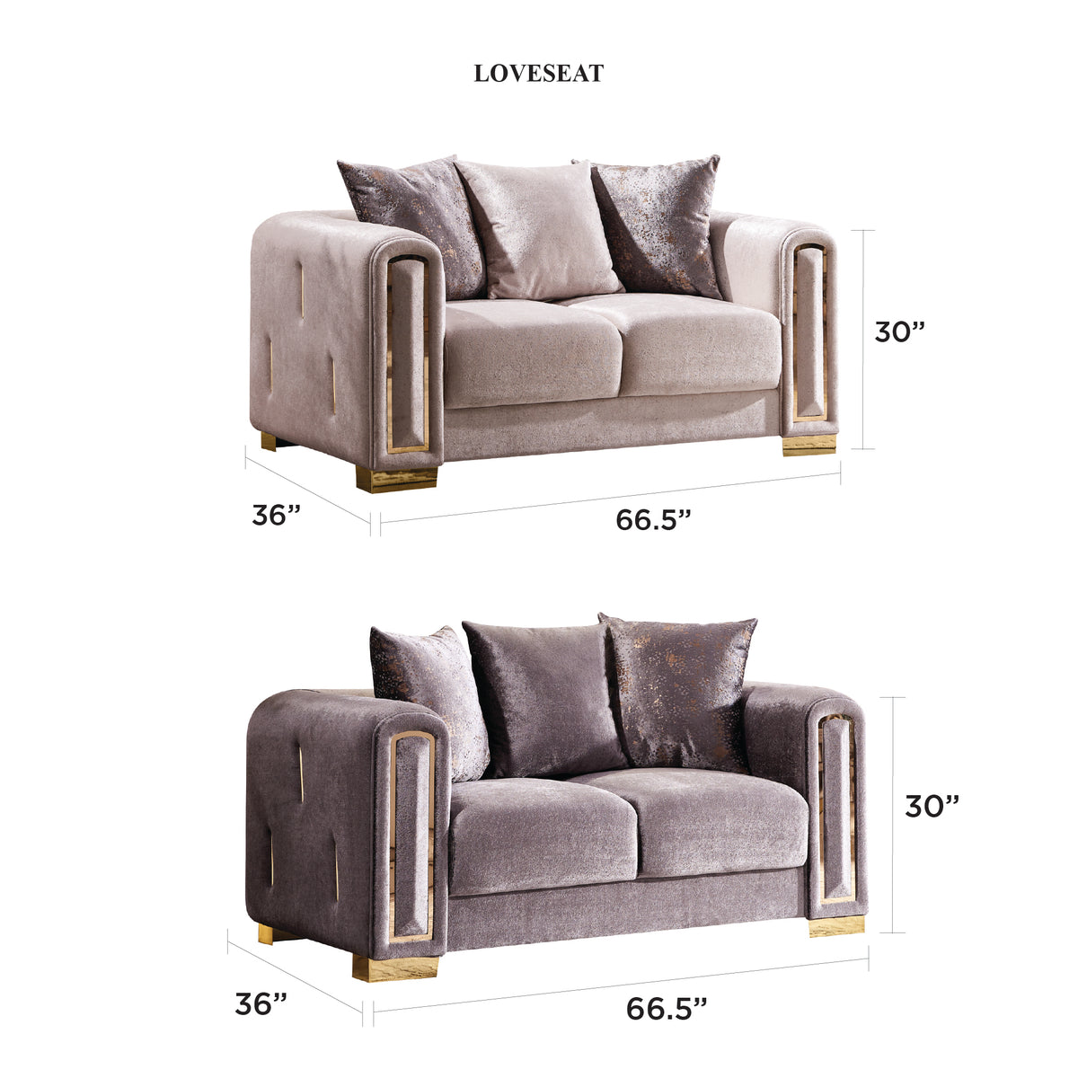 Imprella Velvet Sofa, Loveseat & Chair Set