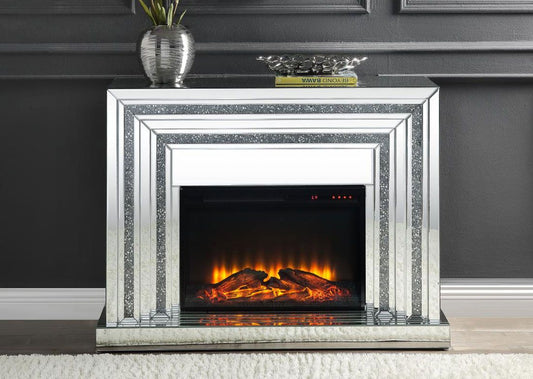 Lumina Glass TV Stand with Electric Fireplace Heater