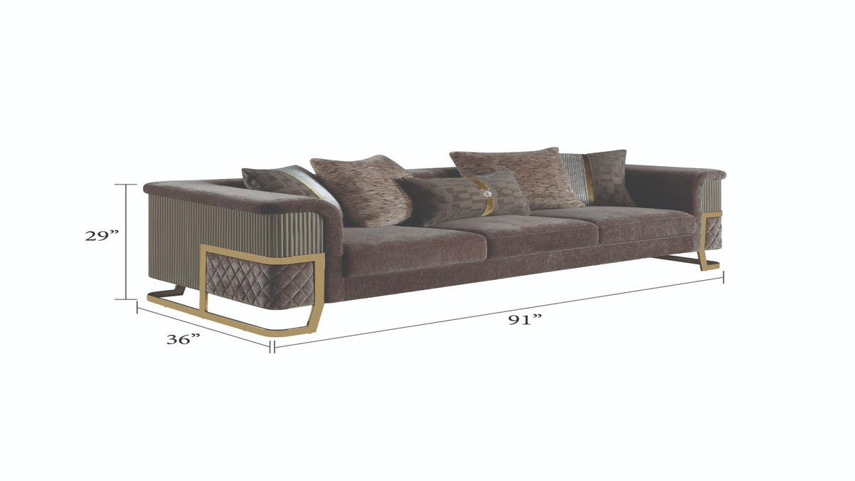 Malora Velvet Sofa, Loveseat & Chair Set