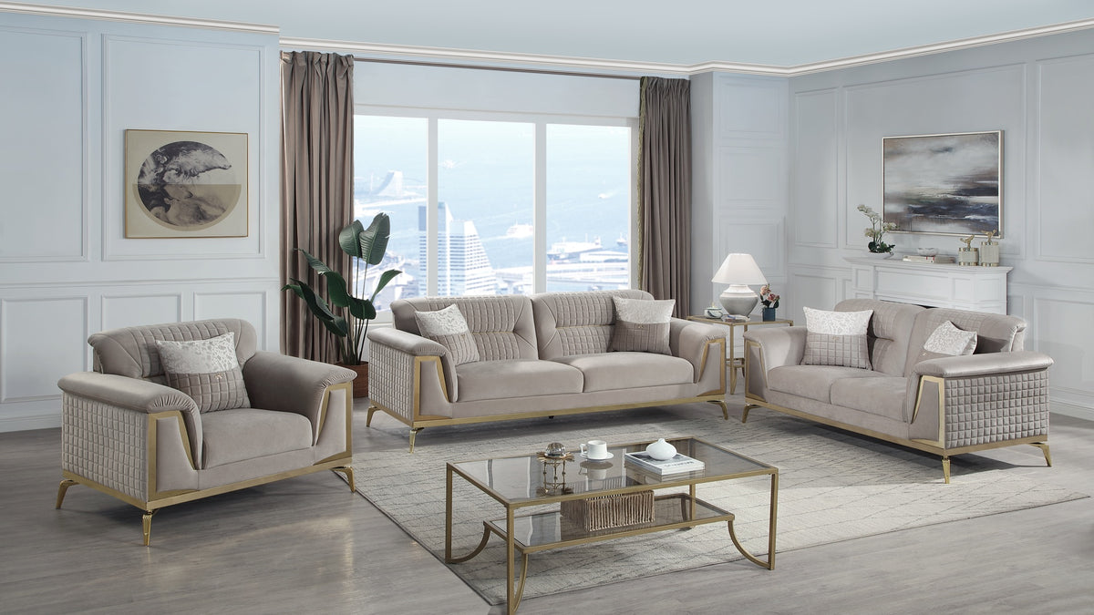 Aidora Velvet Sofa, Loveseat & Chair Set