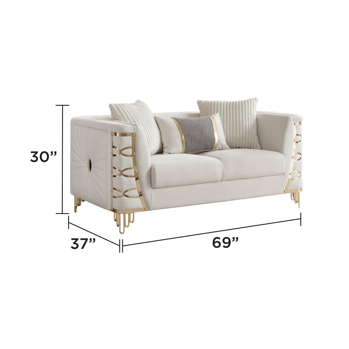 Contella Velvet Sofa, Loveseat & Chair Set
