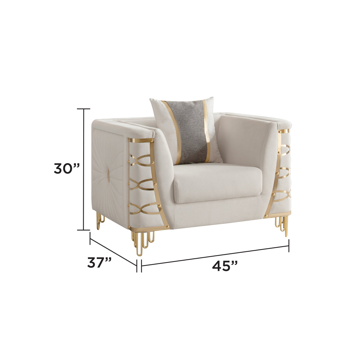 Contella Velvet Sofa, Loveseat & Chair Set