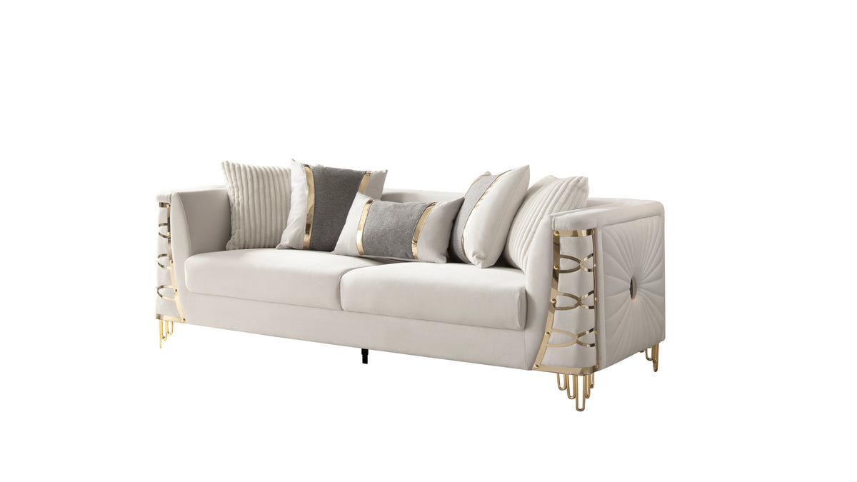 Contella Velvet Sofa, Loveseat & Chair Set