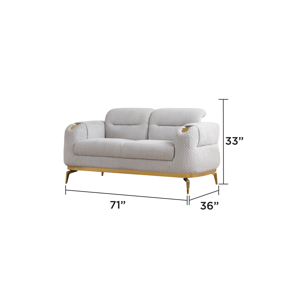 Zoella Fabric Sofa, Loveseat & Chair Set