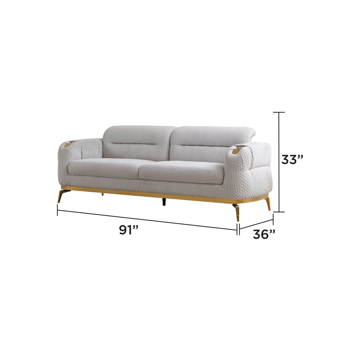 Zoella Fabric Sofa, Loveseat & Chair Set