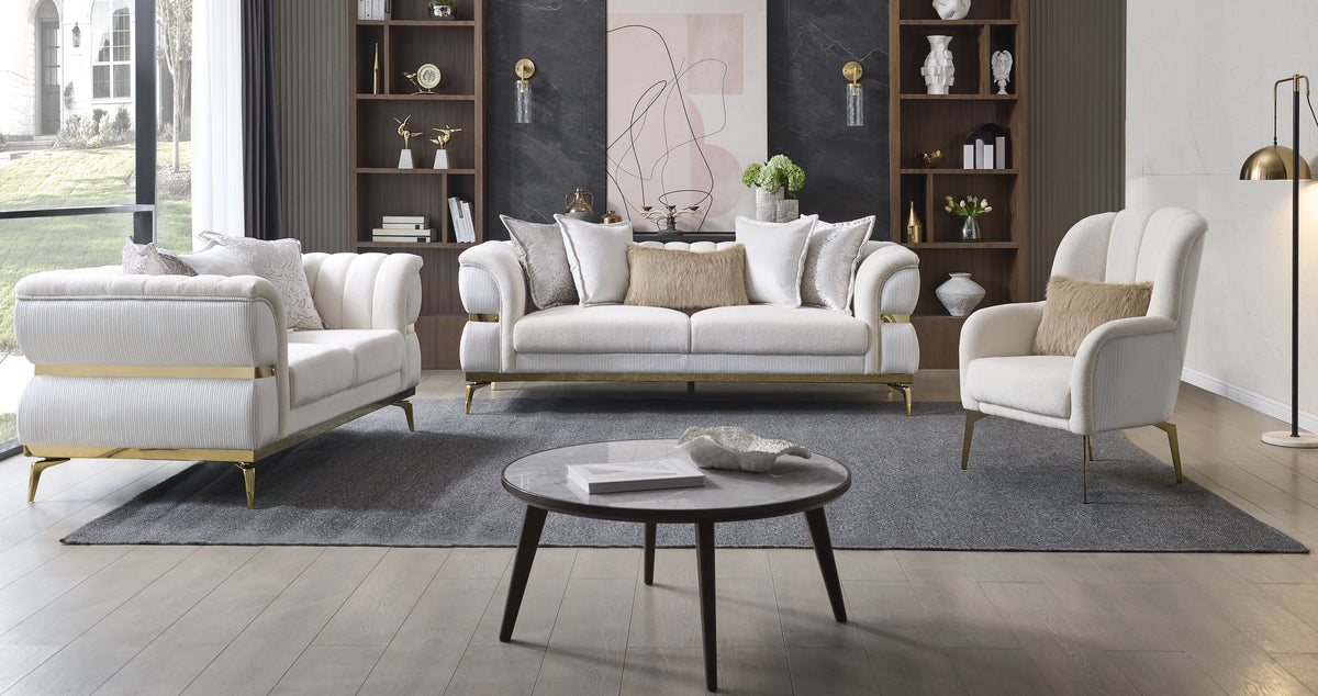 Junova Fabric Sofa, Loveseat & Chair Set