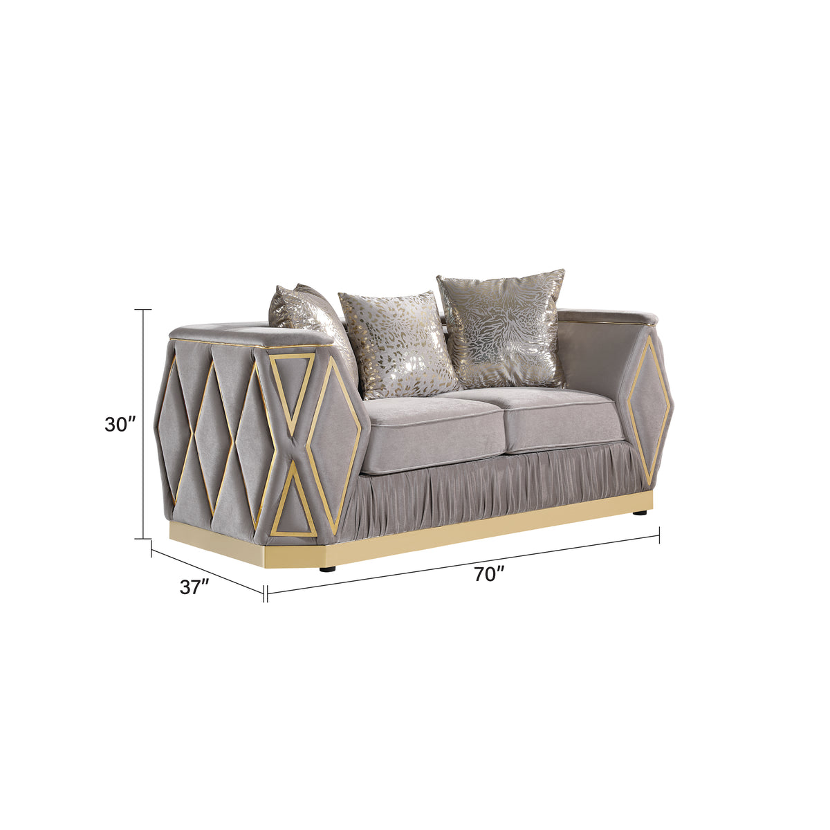 Kibara Velvet Sofa, Loveseat & Chair Set