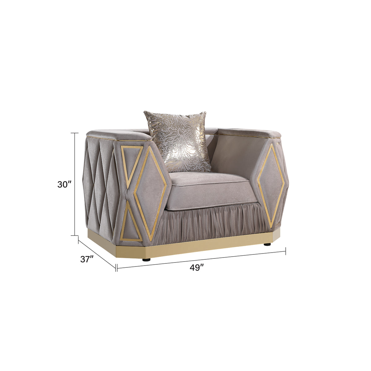 Kibara Velvet Sofa, Loveseat & Chair Set