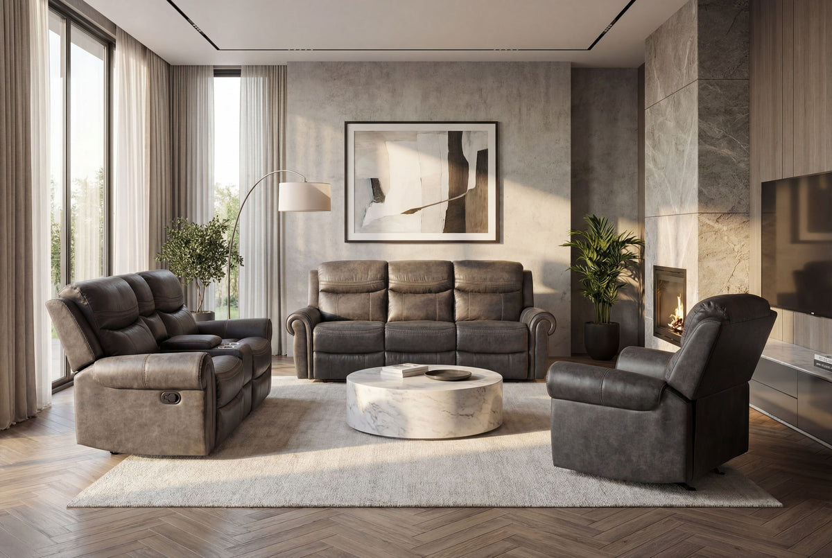 Suprema Faux Leather Reclining Sofa, Loveseat & Chair Set