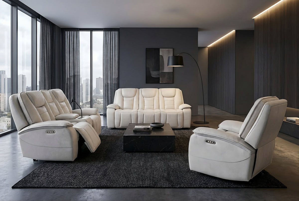 Hennaway Faux Leather Power Reclining Sofa, Loveseat & Chair Set