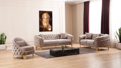 Vanora Velvet Sofa, Loveseat & Chair Set