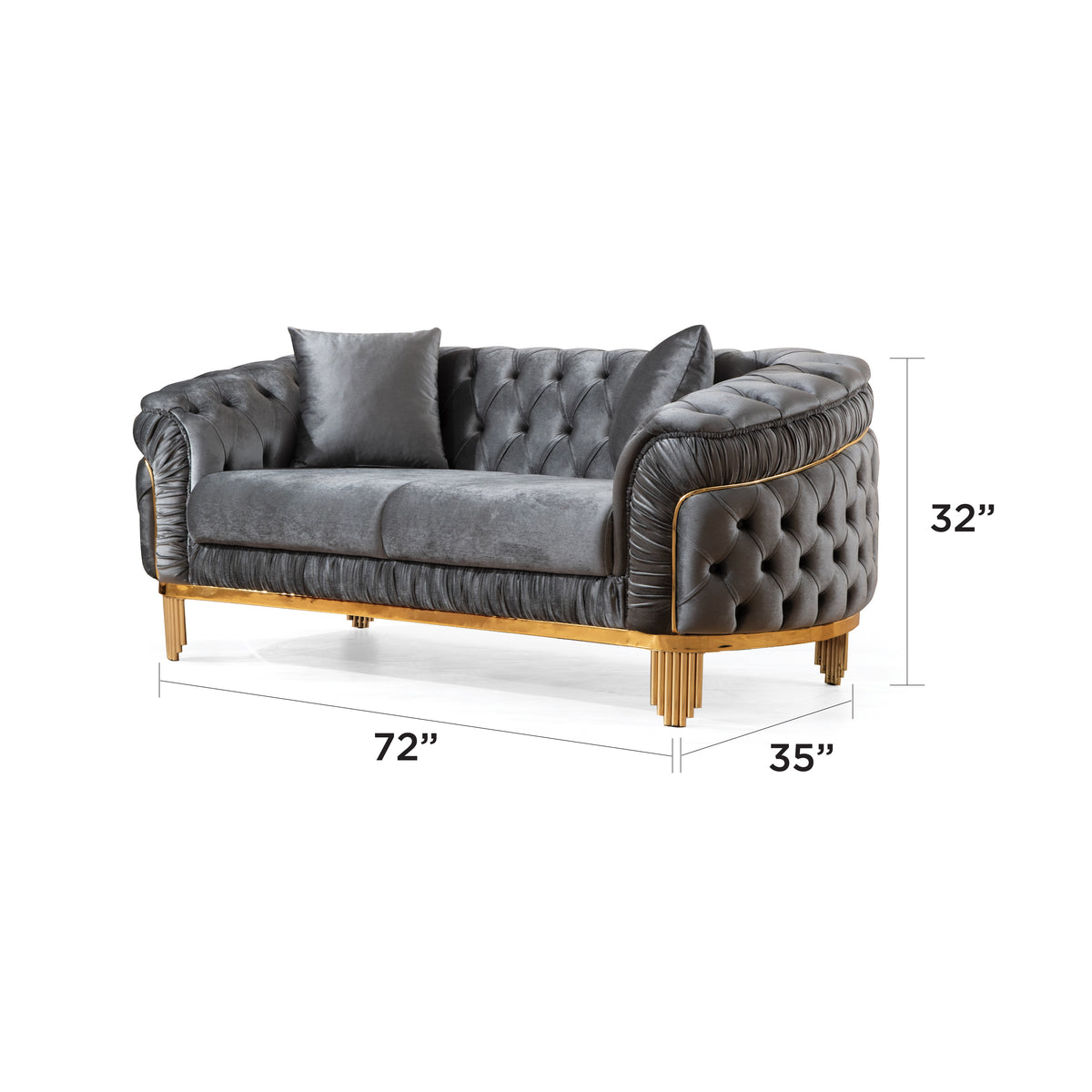 Vanora Velvet Sofa, Loveseat & Chair Set
