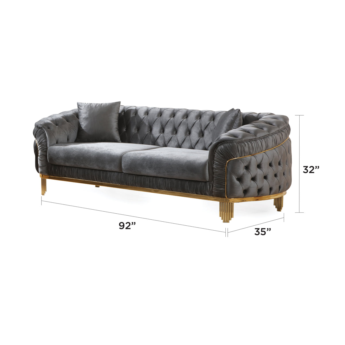 Vanora Velvet Sofa, Loveseat & Chair Set