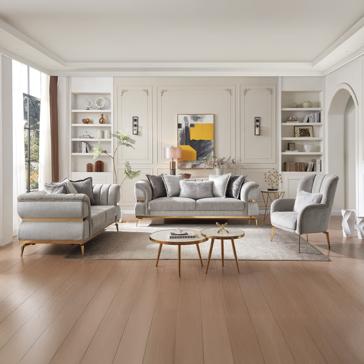 Junova Fabric Sofa, Loveseat & Chair Set