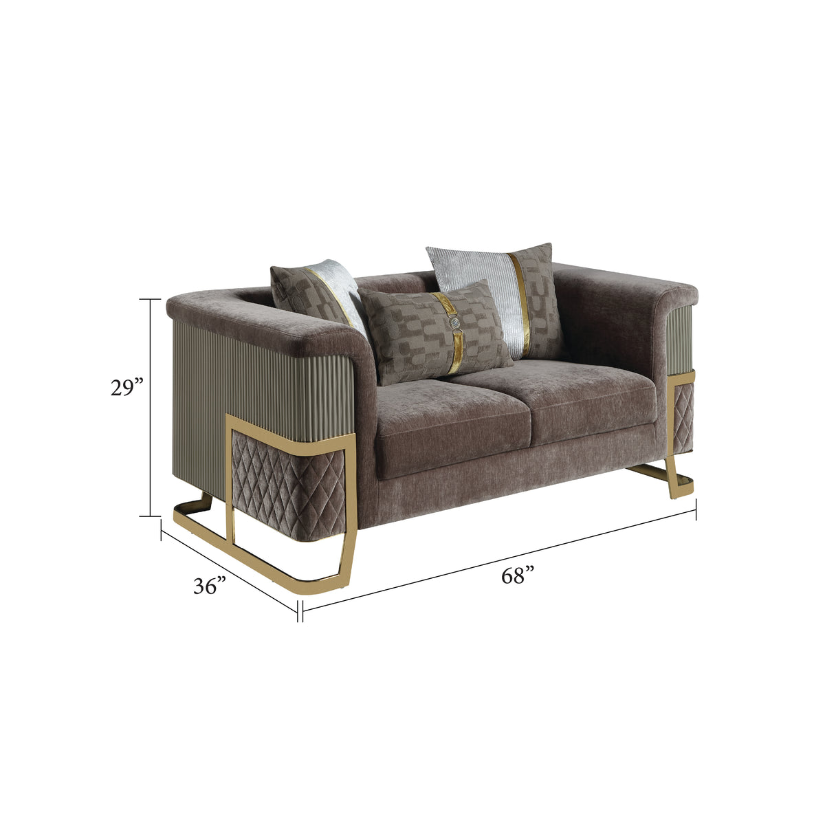 Malora Velvet Sofa, Loveseat & Chair Set