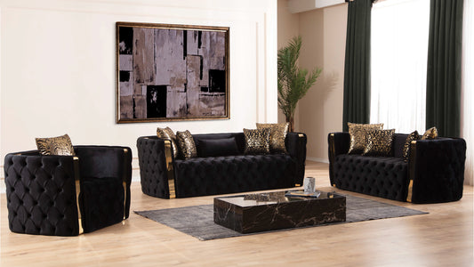Naomira Velvet Sofa, Loveseat & Chair Set