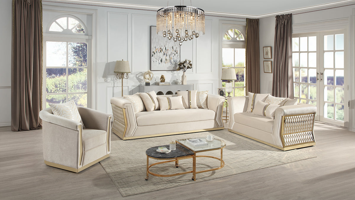 Blaisdell Velvet Sofa, Loveseat & Chair Set