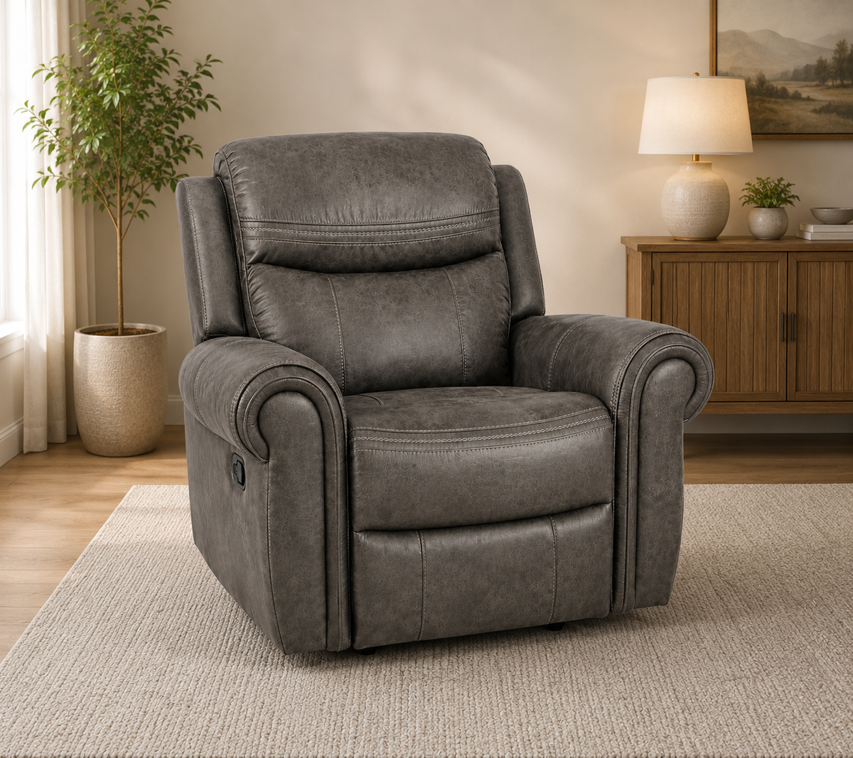 Suprema Faux Leather Reclining Sofa, Loveseat & Chair Set