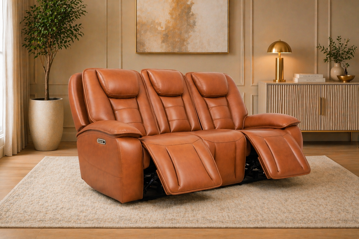Hennaway Faux Leather Power Reclining Sofa, Loveseat & Chair Set