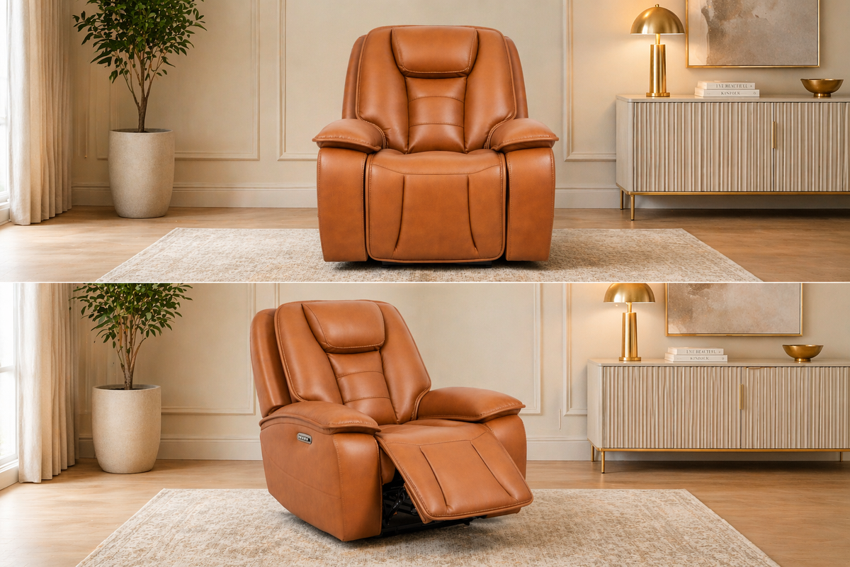 Hennaway Faux Leather Power Reclining Sofa, Loveseat & Chair Set