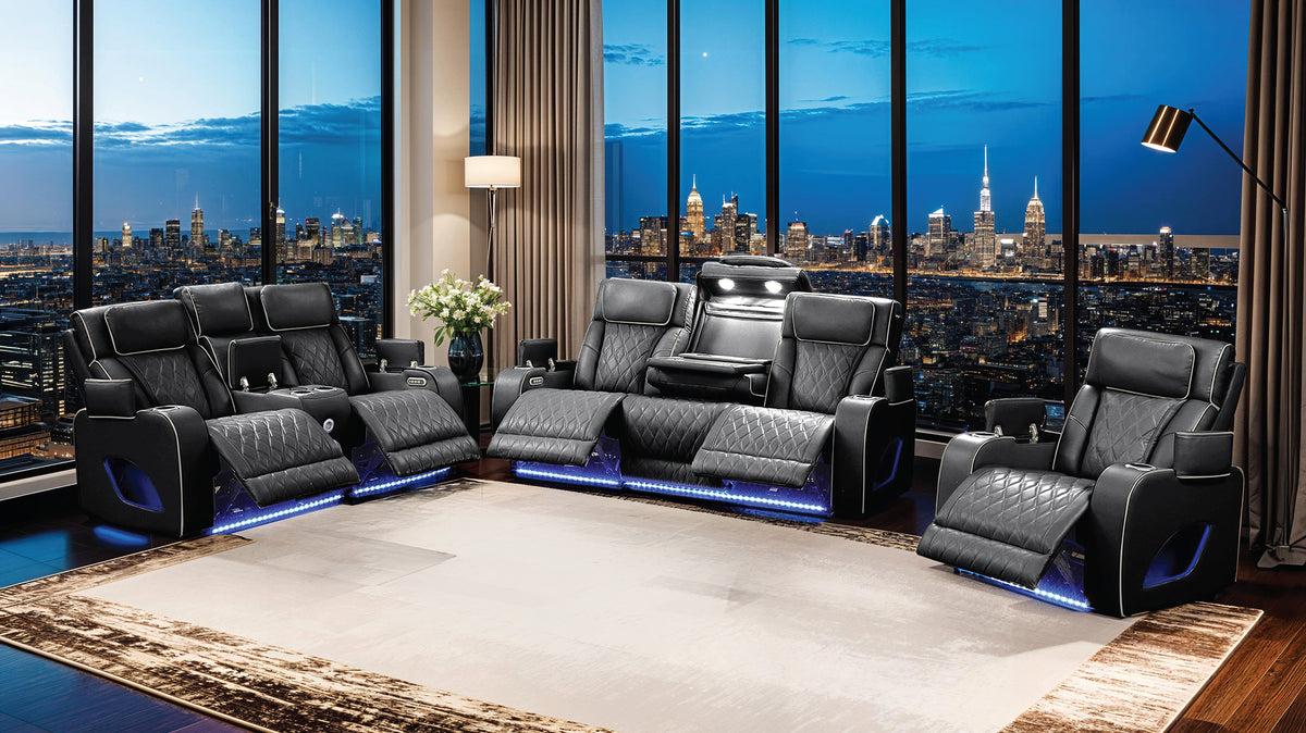 Fortessa Faux Leather Power Reclining Sofa, Loveseat & Chair Set