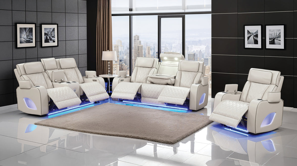 Fortessa Faux Leather Power Reclining Sofa, Loveseat & Chair Set